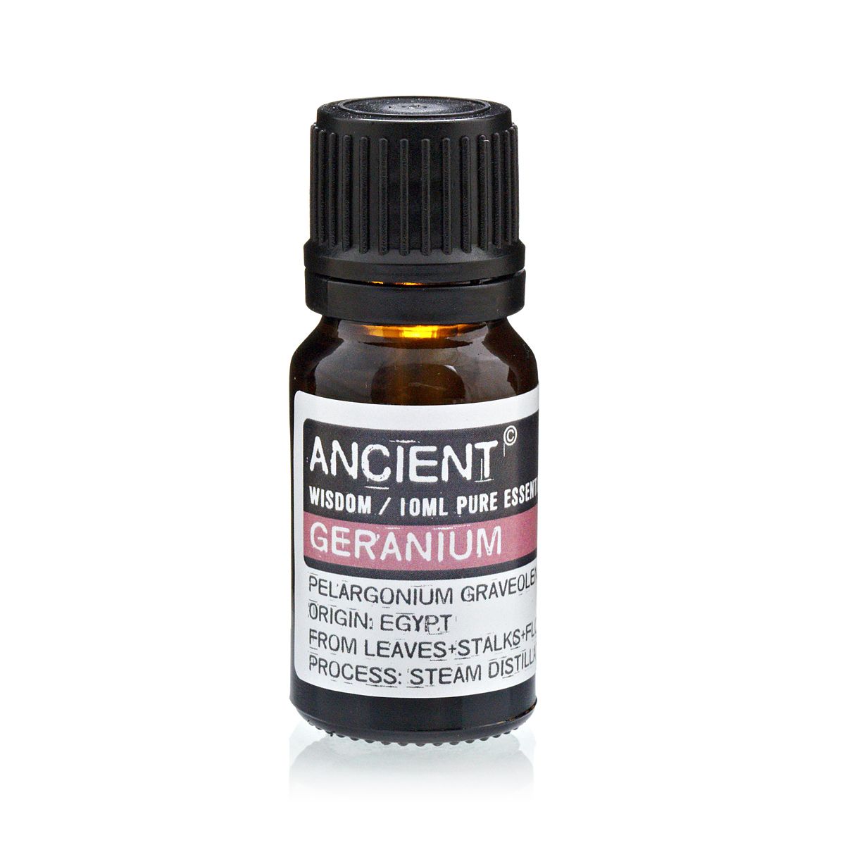 Aceite esencial de geranio, 10ml, color ámbar, 100% puro, destilado al vapor, de Egipto.