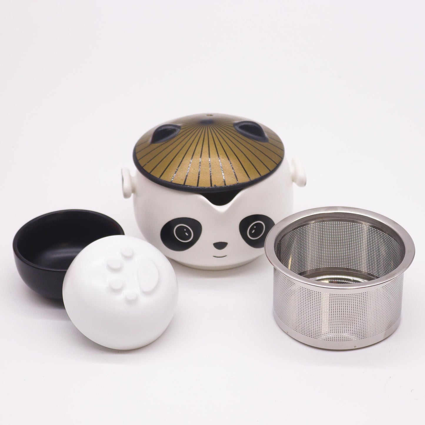 Set de Tetera Panda con 2 Tazas y Estuche de Viaje - Portátil