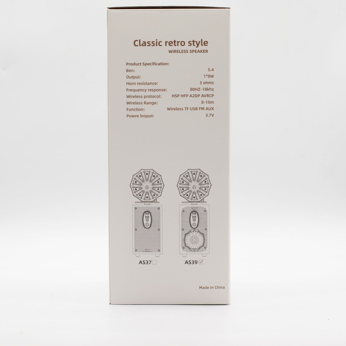 Altavoz retro de gramófono alto (Extra Alto) - Bluetooth - 8 vatios