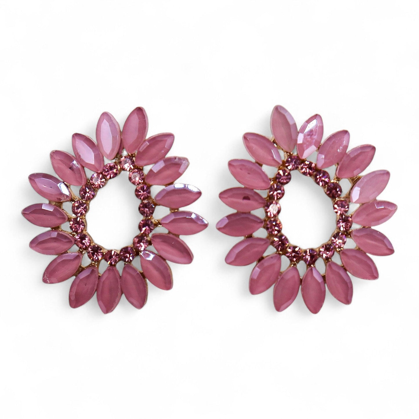 Pendientes Largos Colgantes - Cuarzo Rosa Vintage