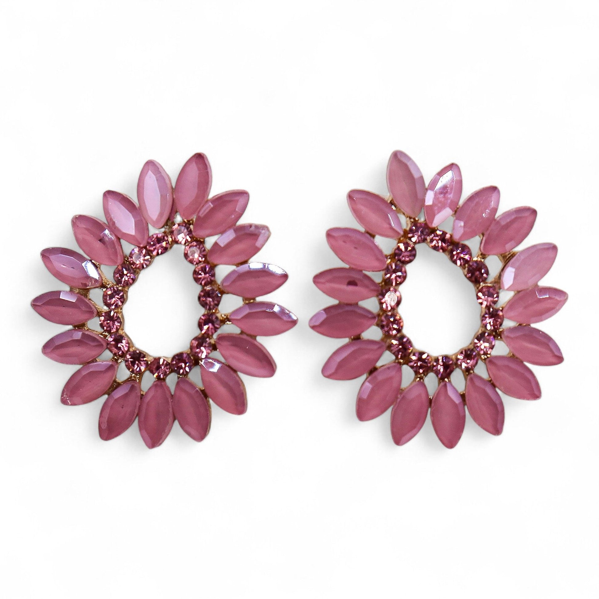 Pendientes Largos Colgantes - Cuarzo Rosa Vintage