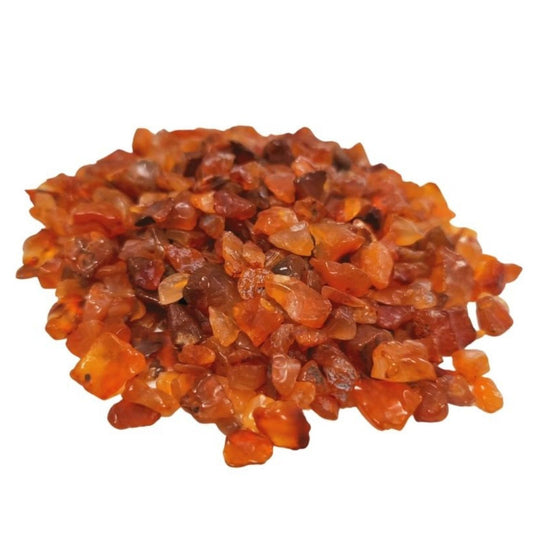 Piedras Preciosas de Cornalina en trozos naranjas y marrones, ideal para joyería o decoración, material natural y brillante.