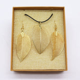 Conjunto de collar y aretes - Hoja de valor - Oro
