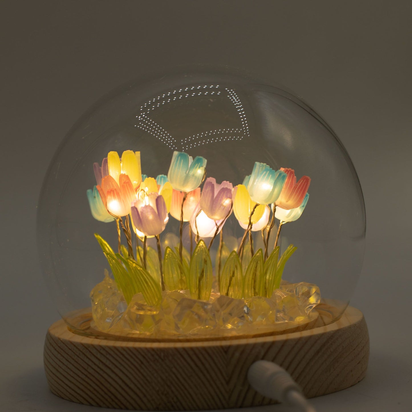 Domo de jardín Floral Glow - 20 tulipanes multicolor - LED USB