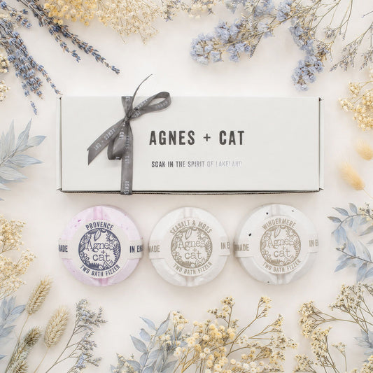 Conjunto regalo de bombas de baño efervescentes con fragancia distintiva de Agnes + Cat