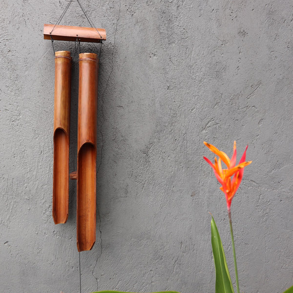 Campanilla de bambú - Acabado natural - 4 tubos grandes