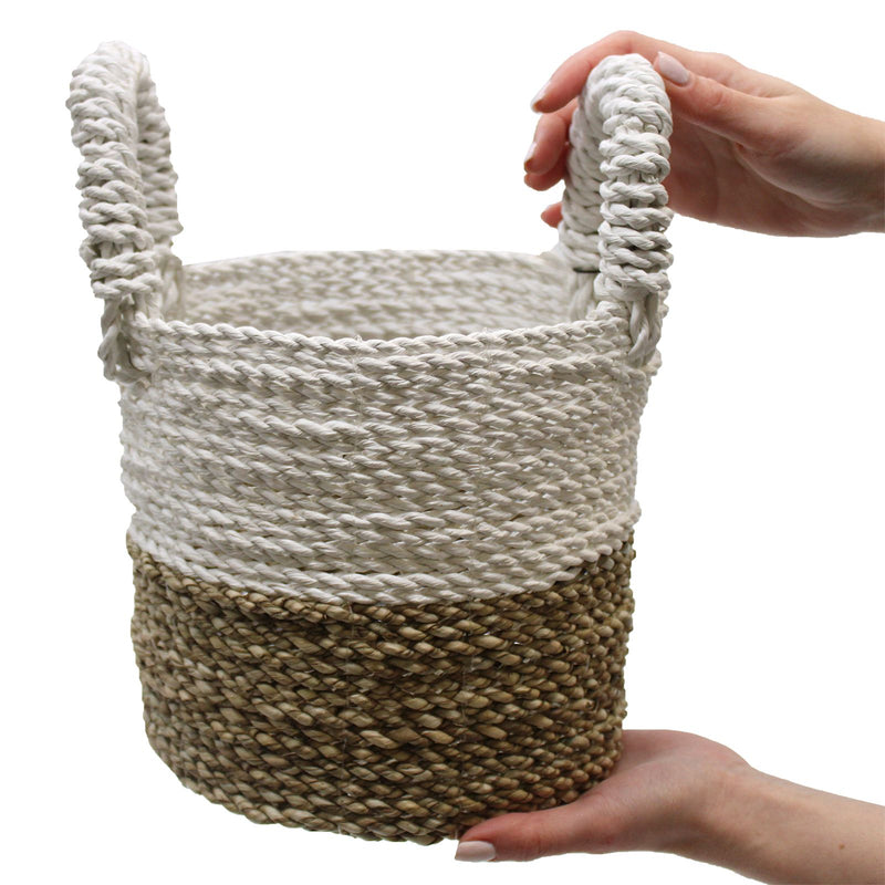 Juego de cestas de algas marinas - Naranja/Natural/Blanco