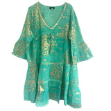 (ML) Colección Nomad Sari - Vestido - Diseño en turquesa y coral dorado