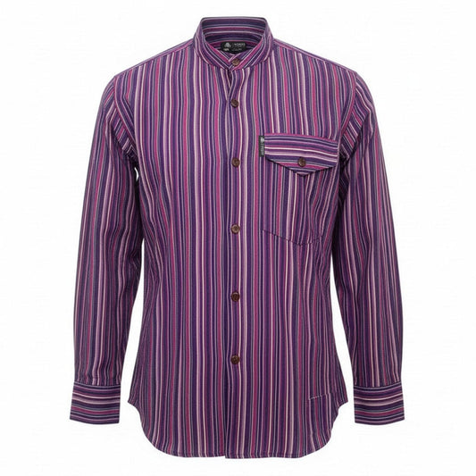 Nomad Sari Grandad Shirt - Negro Púrpura - XL