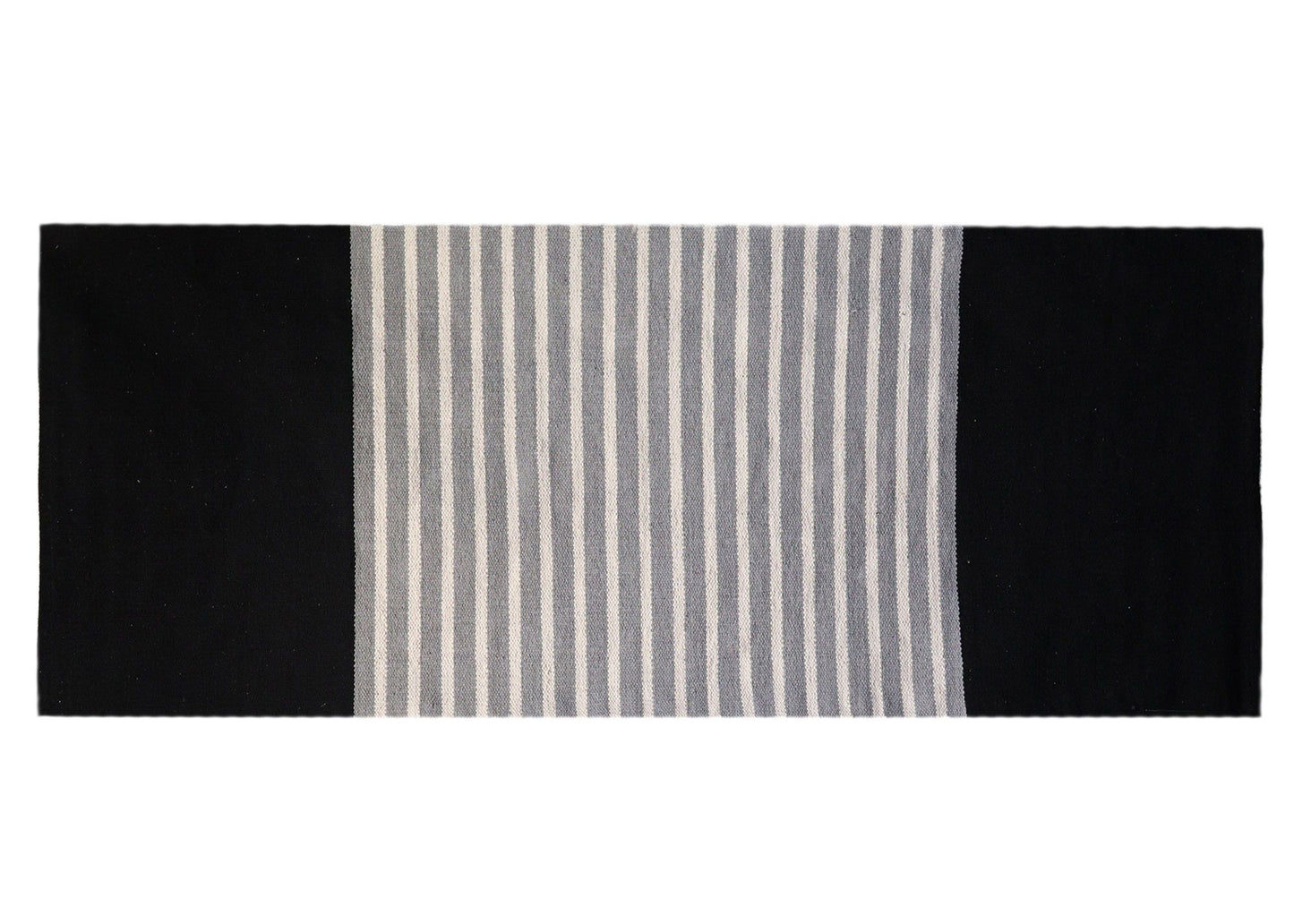 Alfombra India de Algodón - 70x170cm - Negro / Gris