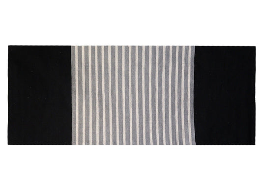 Alfombra India de Algodón - 70x170cm - Negro / Gris