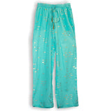 (ML) Colección Nómada Sari Mediterráneo - Pantalones - Diseño de Peces en Turquesa y Oro