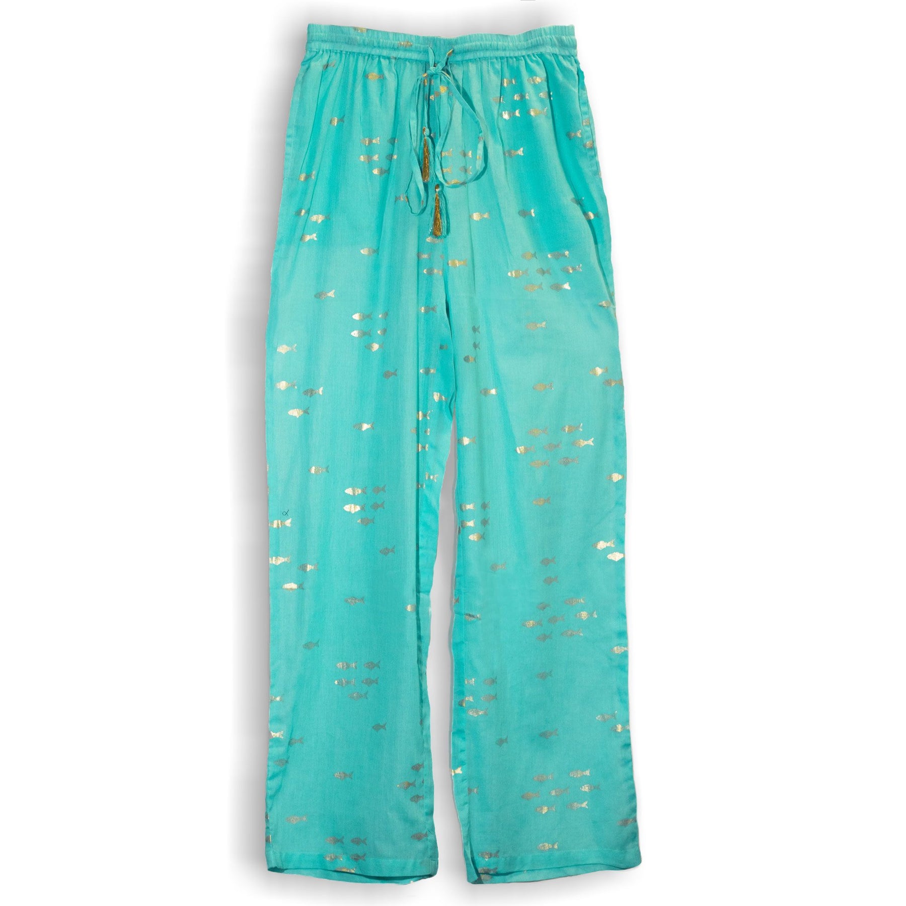Pantalones diseño peces turquesa