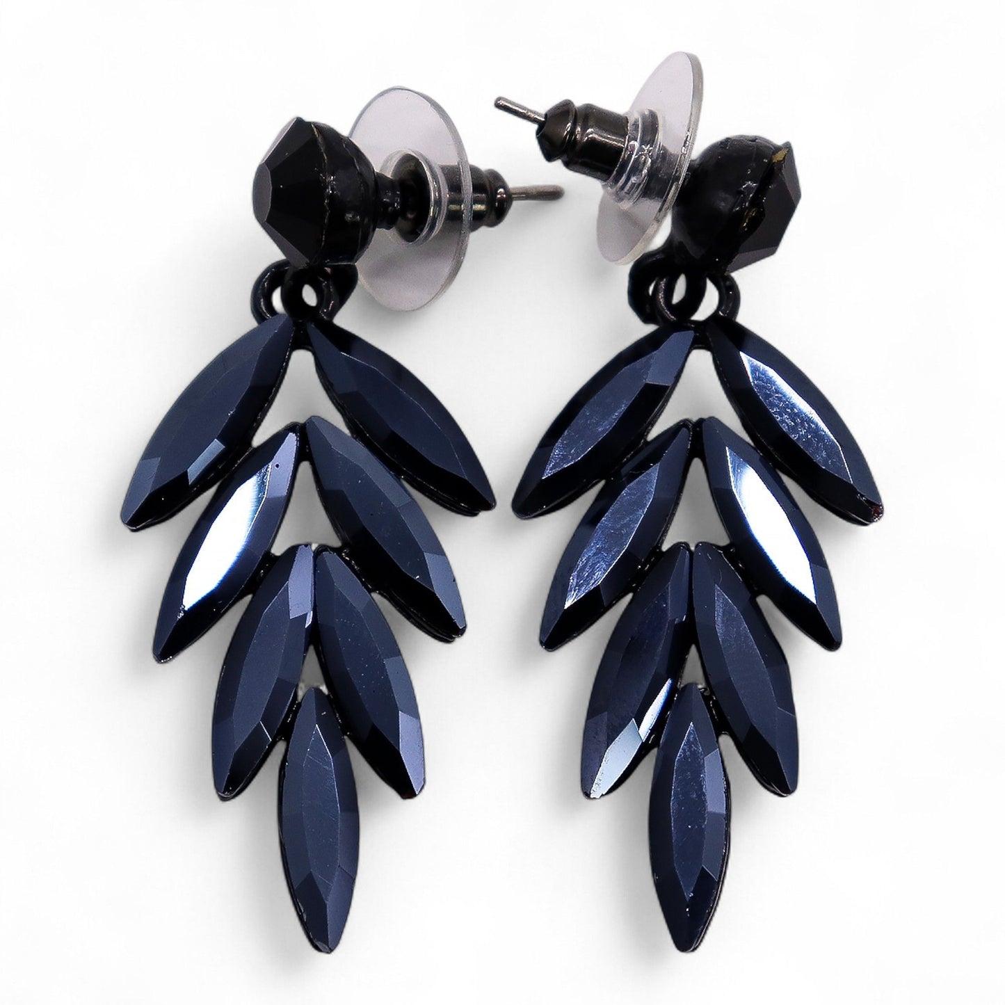 Pendientes Largos Negro Azabache - Cristal Vintage