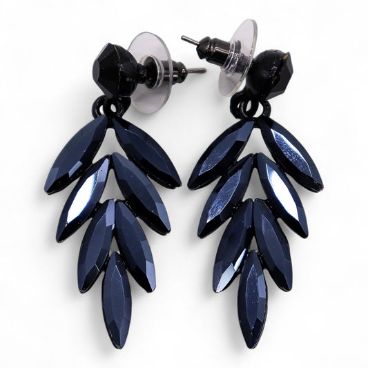 Pendientes Largos Negro Azabache - Cristal Vintage