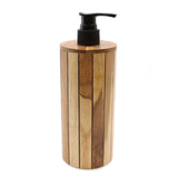 Dispensador de jabón de madera de teca natural - Redondo