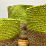 Cesta Grande de Algodón y Yute 25x25cm - Pistacho