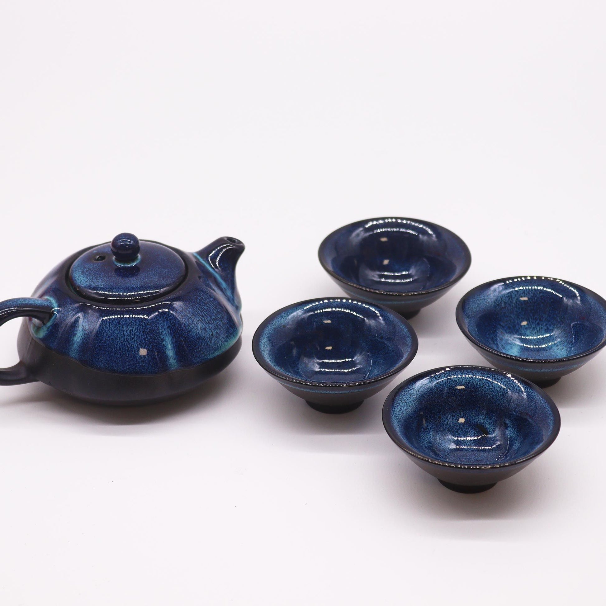 Set de Tetera - Tonos azules - Tetera y Cuatro Tazas