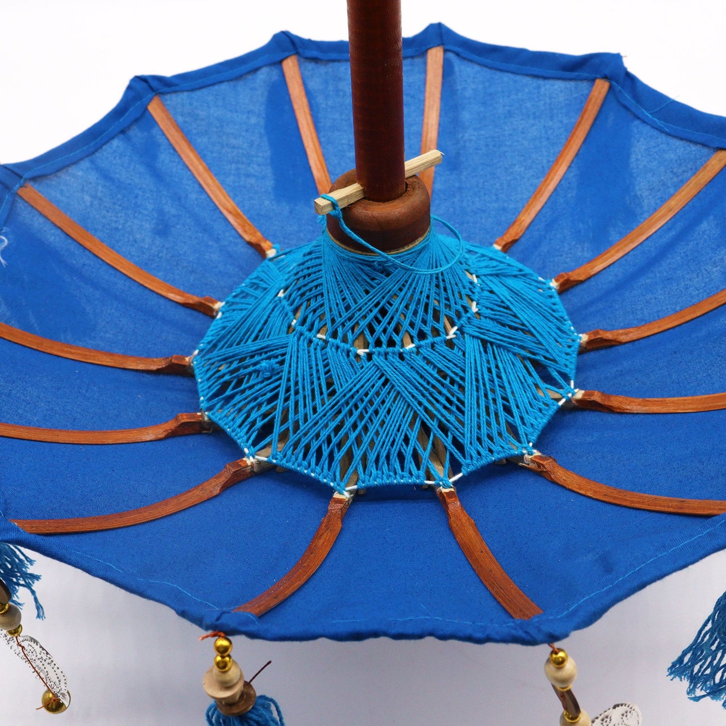 Bali Decoración Hogar Sombrilla - Algodón - Azul- 40cm