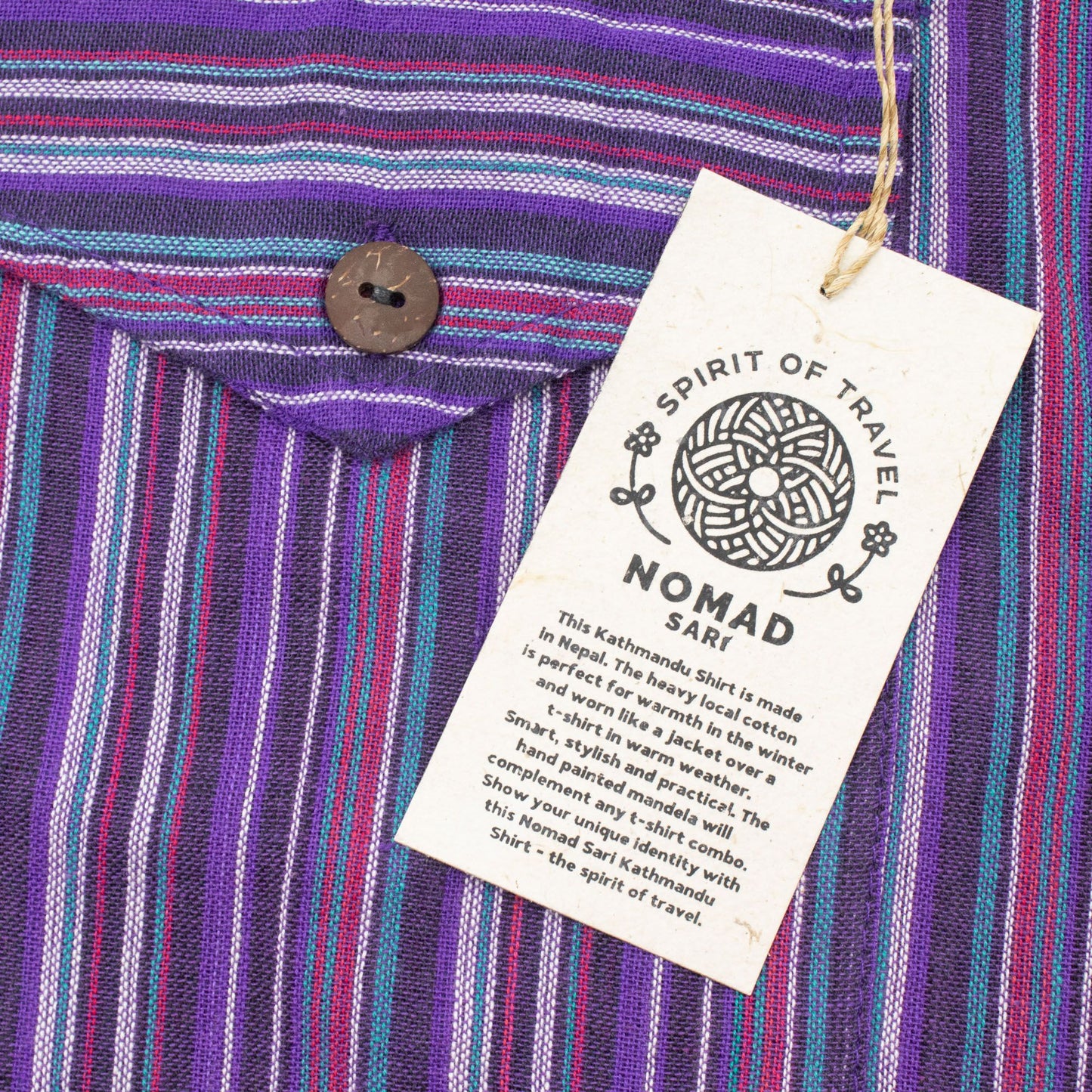 Nomad Sari Grandad Shirt - Negro Púrpura - XL