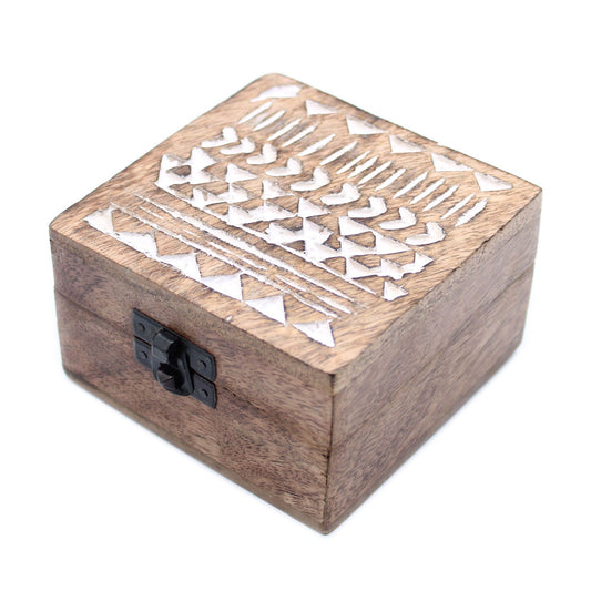 Caja de Madera Blanca - 4x4 Diseño Azteca
