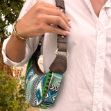 Bolso Hobo de Jacquard - Verdes Atrevidos (correa marrón)