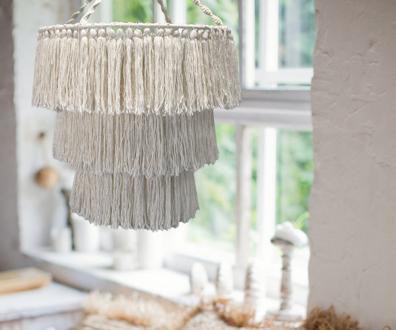 Candelabro suave de macramé - Natural