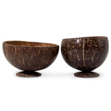Tazón de coco natural mediano en soporte
