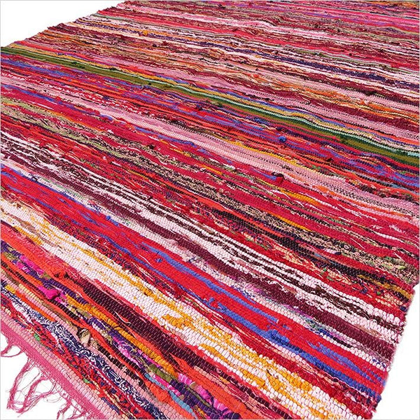 Alfombra de trapo de lujo de 150 x 90 cm - Rojo