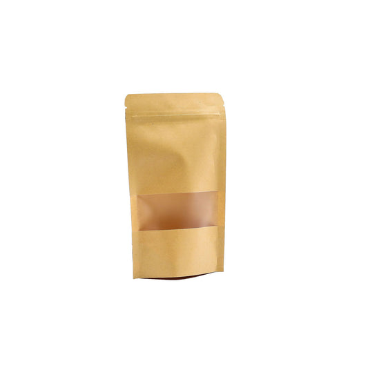 10x Bolsas kraft con ventana 12x20 cm