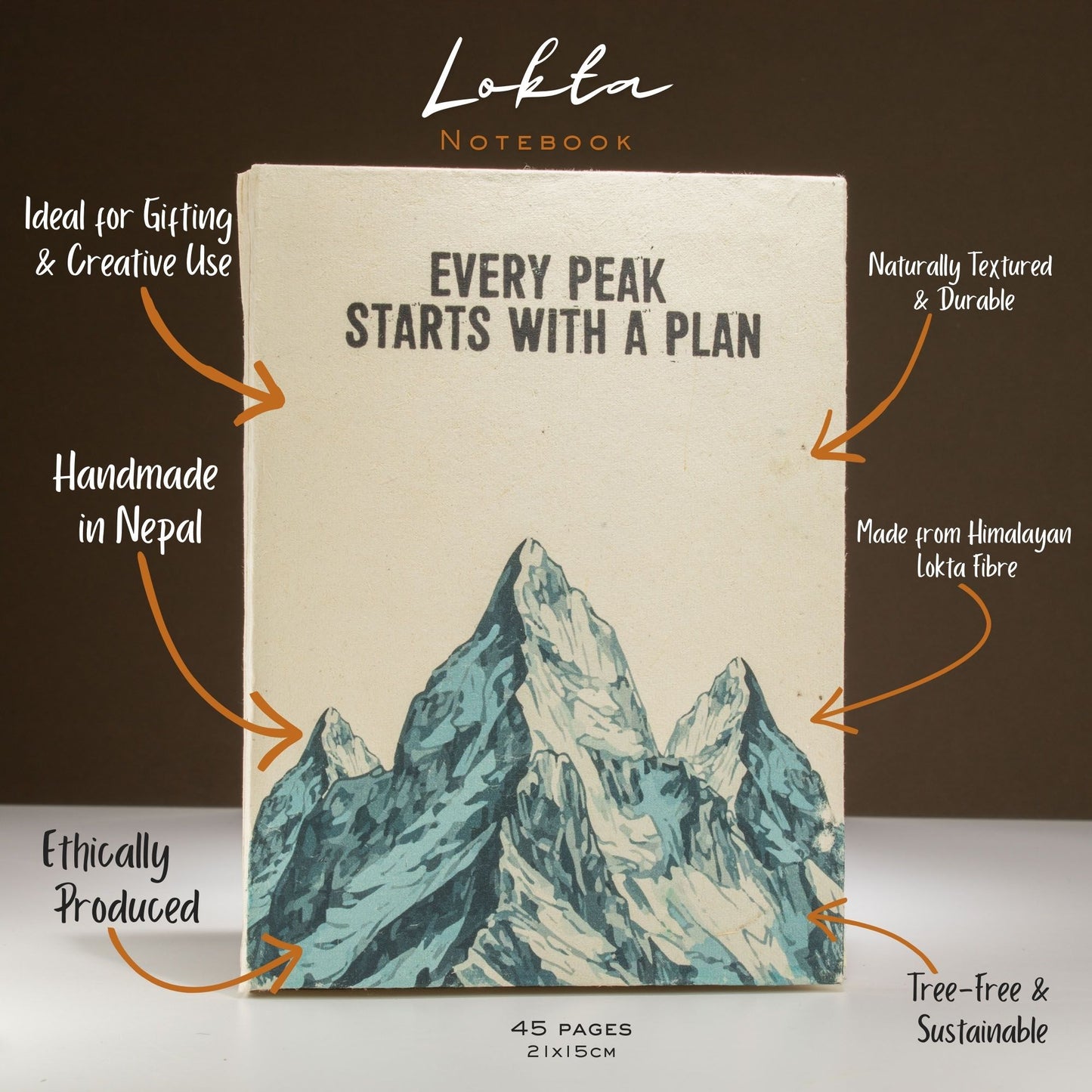 Cuaderno de inspiración Lrg Lokta (21x15cm) - 45 hojas - Every Peak - incluye marcador