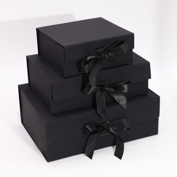 Caja de regalo plegable con Lazo 20x18.2x8 cm - Negra