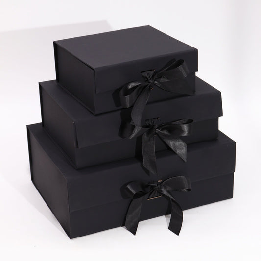 Caja de regalo plegable con Lazo 33x25x12 cm - Negra