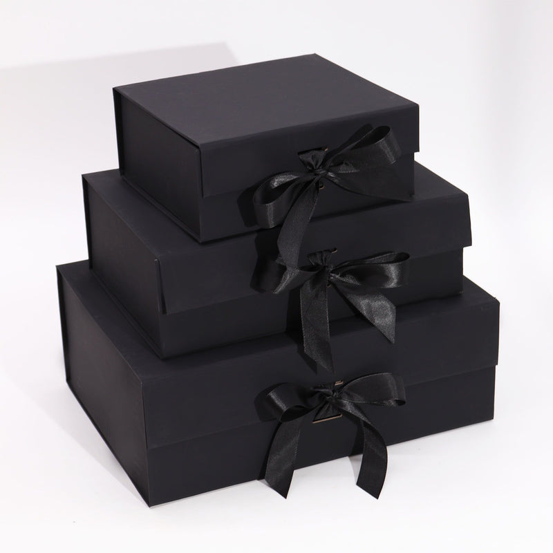 Caja de regalo plegable con Lazo 20x18.2x8 cm - Negra
