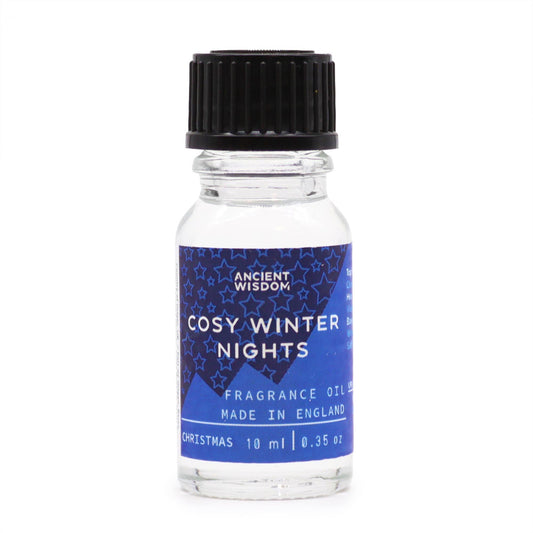 Frasco de vidrio de 10 ml con tapón negro y etiqueta azul con estrellas blancas, para aceite de fragancia.