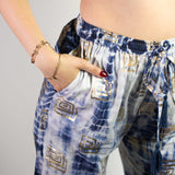 (ML) Colección Nómada Sari Mediterráneo - Pantalones - Motivo Griego en Oro y Azul