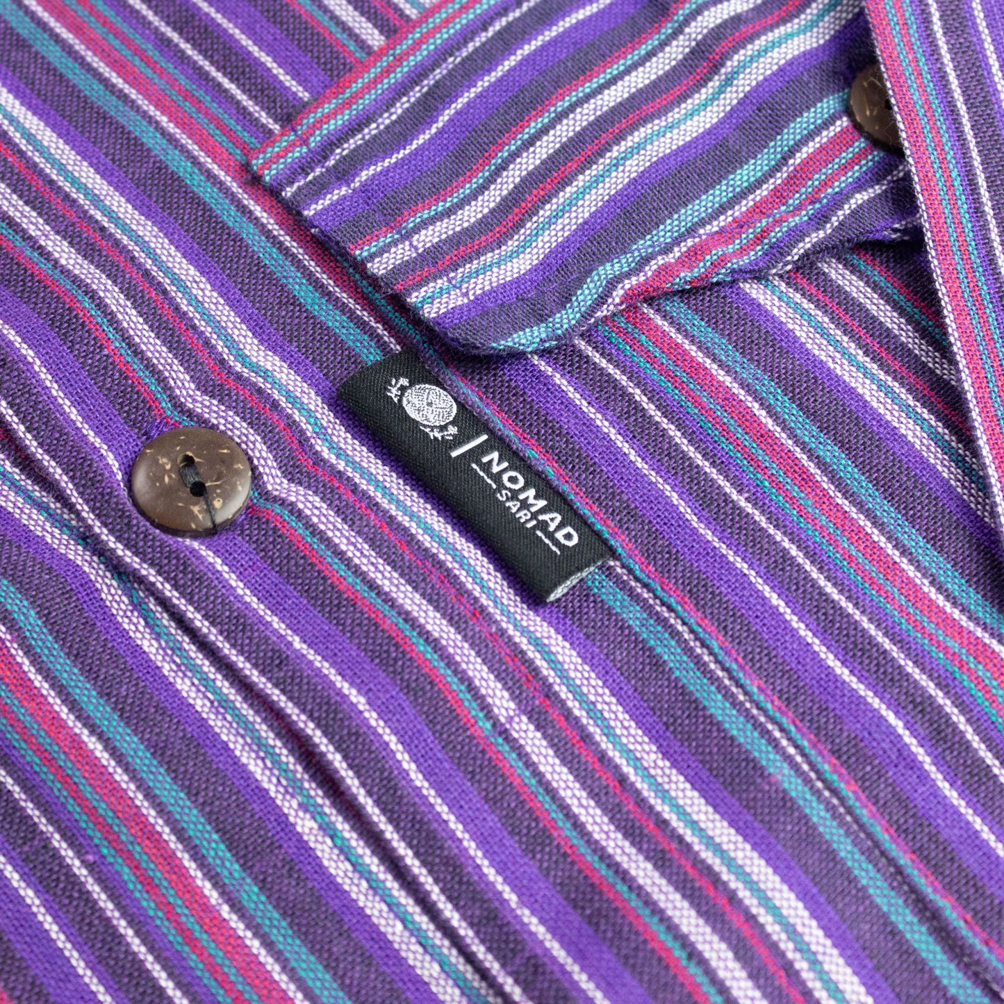 Nomad Sari Grandad Shirt - Negro Púrpura - XL