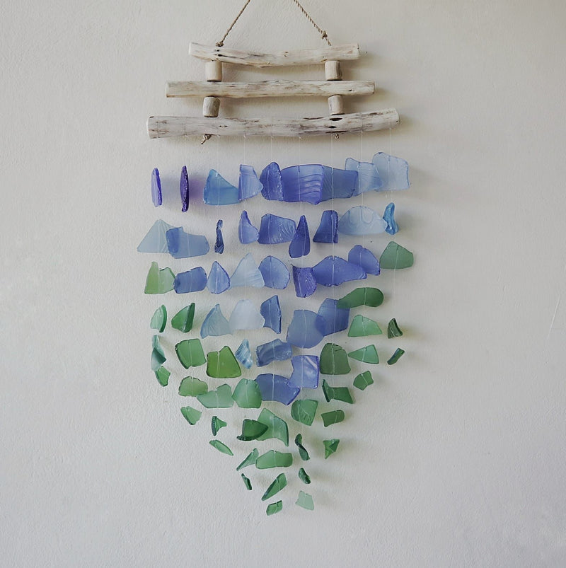 Carillón de vidrio reciclado - Azul y verde
