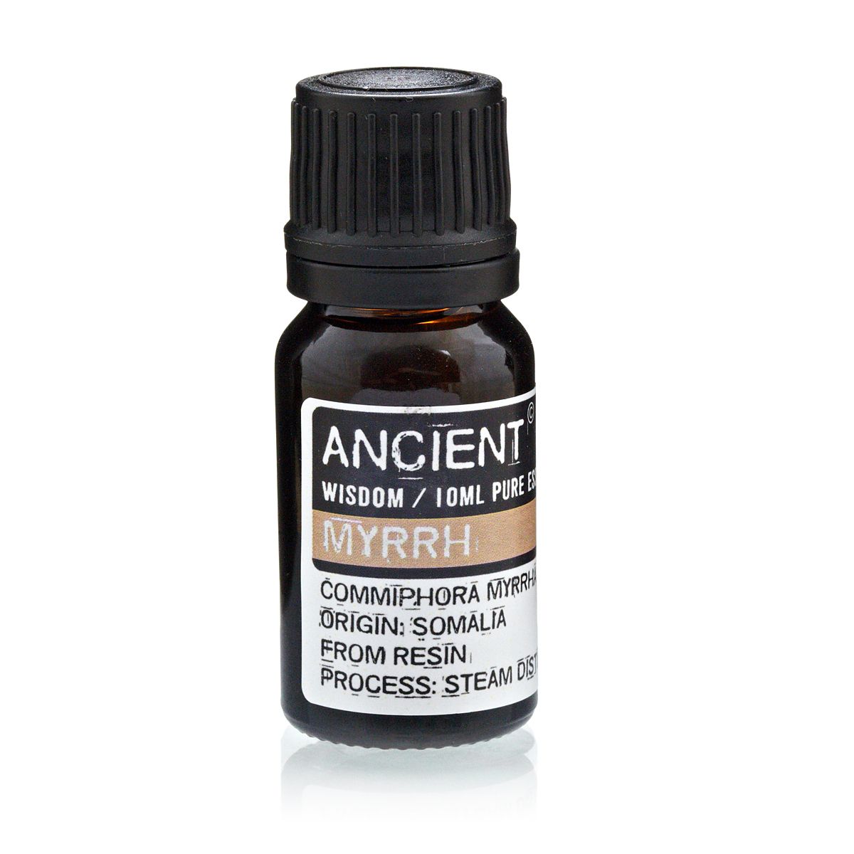 Aceite esencial de mirra, frasco ámbar, 10 ml, extracción de resina, origen: Somalia. Ideal para aromaterapia.
