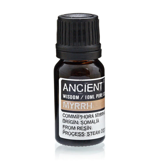 Aceite esencial de mirra, frasco ámbar, 10 ml, extracción de resina, origen: Somalia. Ideal para aromaterapia.