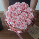 Caja de Regalo - Flor de Jabón  13 Rosas Rosas - corazon