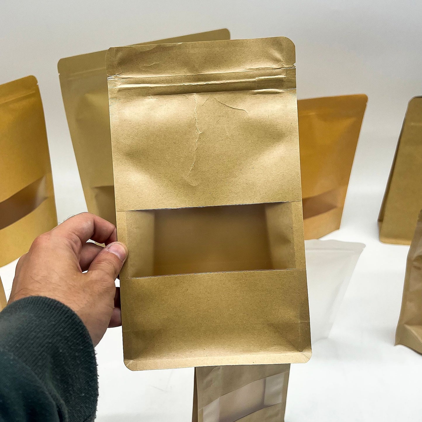 10x Bolsas Kraft con Ventana - 14x24cm