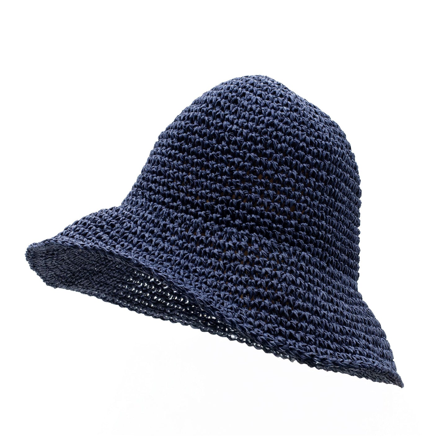 Sombrero de paja azul marino, tejido a mano, estilo casual, ideal para el verano y días soleados.