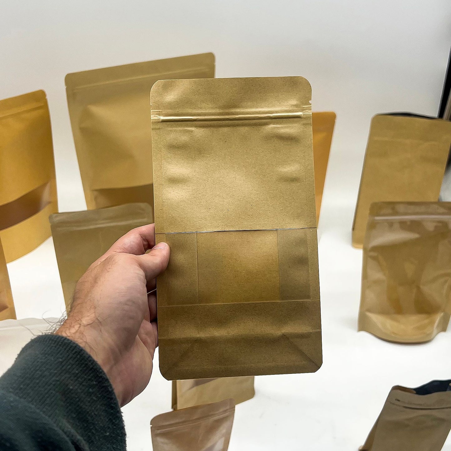 10x Bolsas Kraft con Ventana 10x20cm