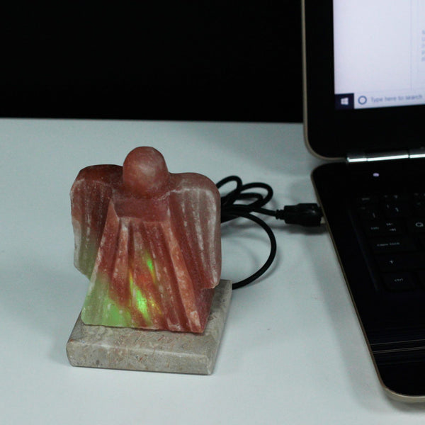 Lámpara de sal del Himalaya con forma de ángel USB (Multi)