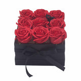 Caja de Regalo - Flor de Jabón  9 Rosas rojo - cuadrado