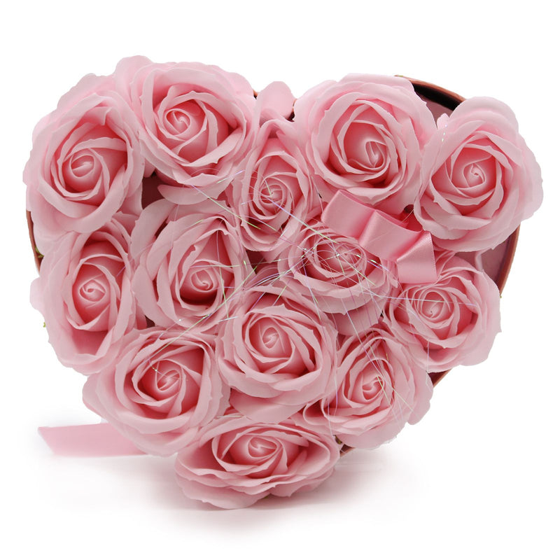 Caja de Regalo - Flor de Jabón  13 Rosas Rosas - corazon