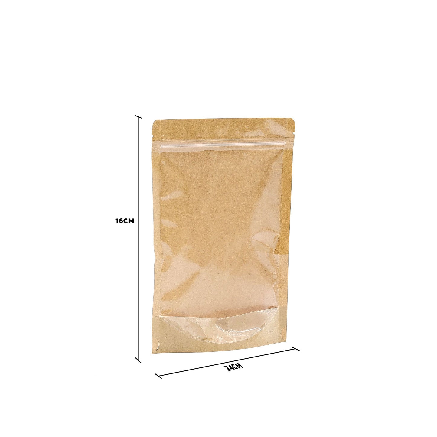 10x Bolsas Kraft con Ventana - 16x24cm