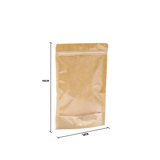 10x Bolsas Kraft con Ventana - 16x24cm