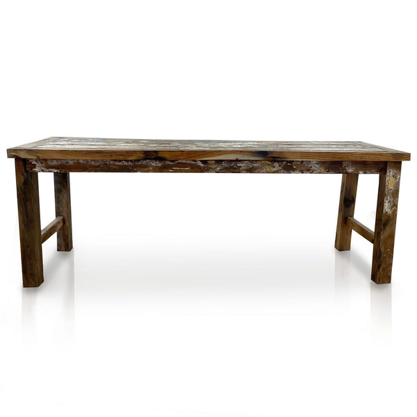 Mesa de comedor / exhibición de madera de teca reciclada 1.8m